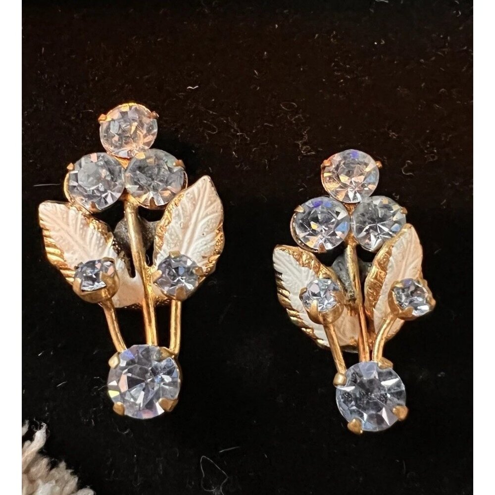 Vintage Light Blue Flower Rhinestone Brooch / Pins, Lot Of 2, Beautiful
